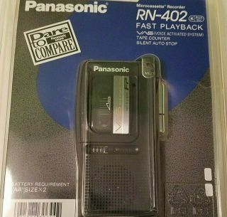 Panasonic Rn - 402 Voice Activated Handheld Micro Cassette Recorder Black Vintage