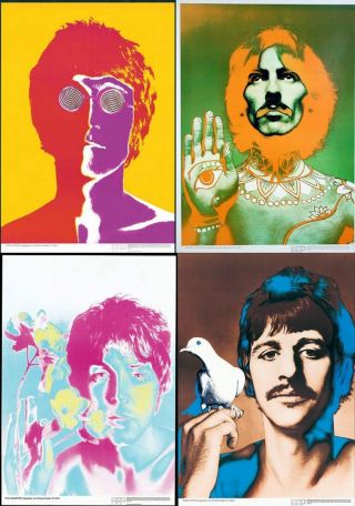 Original1968 Pop Art Beatles Poster Set Of 4 By Richard Avedon Vintage Authentic