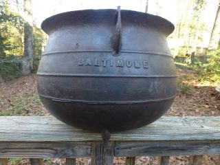 Antique Vintage Baltimore 12 Gal.  Cast Iron Pot Cauldron Witch 