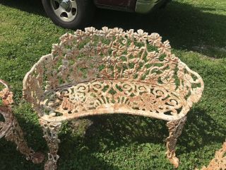 Vintage Ornate Cast Iron Patio Set (Settee & 2 Chairs) Grapevine 3