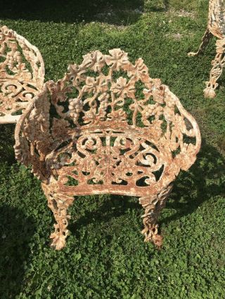Vintage Ornate Cast Iron Patio Set (Settee & 2 Chairs) Grapevine 4
