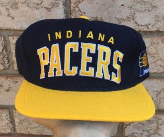 Vtg 90s Indiana Pacers Nba Wool Starter Arch Snapback Hat Deadstock Ds