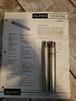 2 Vintage Altec 201a 42a Condenser Microphone Cardoid