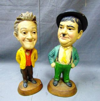 Vintage Esco Laurel And Hardy Chalkware 1971 16 " Figures Statues