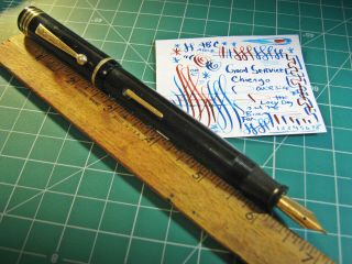 oversize Fountain Pen Good Service Black & Gold Semi Flex 8 14K Nib NiceFAT vtg 3