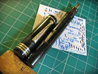 oversize Fountain Pen Good Service Black & Gold Semi Flex 8 14K Nib NiceFAT vtg 7