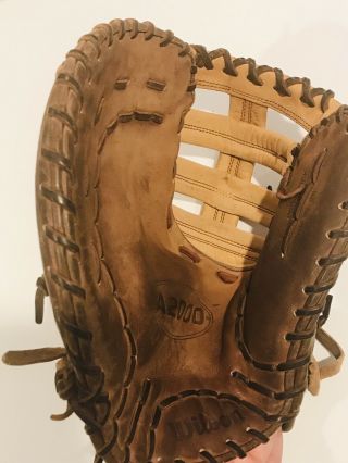 Vintage Wilson A2000 Pro - Stock 12” Tan Brown Baseball First Baseman’s Glove LHT 3