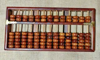 Vintage Lotus Flower Brand Abacus 13 Rods 11 Wood & 2 Metal 91 Wood Beads