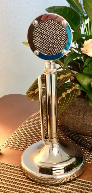 Vintage Astatic Silver Eagle Microphone And Stand,  4 Pin