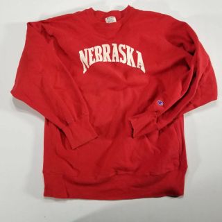 Vtg Champion Reverse Weave Nebraska Cornhuskers Red Sweatshirt Size Xxl 80s Usa