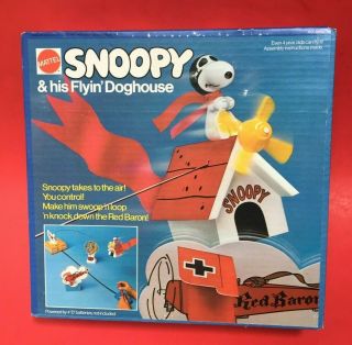 Vintage Mattel 1972 Snoopy & His Flying Doghouse Red Baron Box Peanuts Rc
