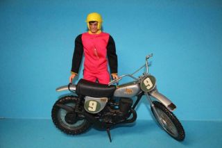 Vintage Big Jim Action Figure Doll Mattel Dirt Bike And Rider Motorcycle Set