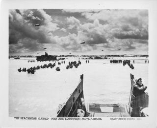 Wwii 1944 Us Coast Guard Normandy Landing Photo Beachhead Gained Gis Move Ashore