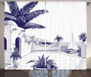 Vintage Boat Curtains Beach House By Sea Window Drapes 2 Panel Set 108x63 Inches