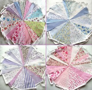 Fabric Bunting Wedding Vintage Shabby Chic Handmade Floral Lace 30m 60m 100/200f