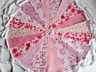 Fabric Bunting Wedding Vintage Shabby Chic Handmade Floral Lace 30m 60m 100/200f 3