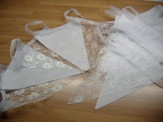 Fabric Bunting Wedding Vintage Shabby Chic Handmade Floral Lace 30m 60m 100/200f 8