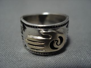 Museum Vintage Hopi Gold Sterling Silver Hand Native American Ring Old