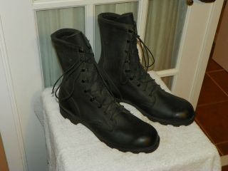 Ro Search Vintage Black Leather Military Army Combat Boots Men 