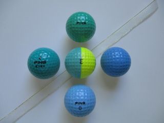 Vintage Unknown & Scarce C.  1980s Ping Aqua & Yellow Tucson Copper Bowl Golf Ball