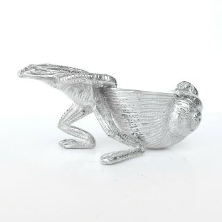 Novelty Silverplated Frog With Seashell Table Salt Cellar