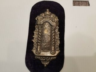 A Sterling Silver Mezuzah.  Continental,  20th Century.  Mounted On Velvet Board Ba