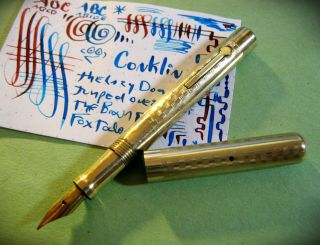 Mini Vintage Conklin Flex 14k 2 Gold Nib Fountain Pen Flexible All Metal Pen