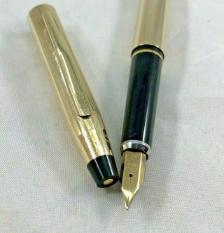 Vtg Cross Classic Century 10k Gold Filled Fountain Pen - 14k Solid Gold Fine Nib