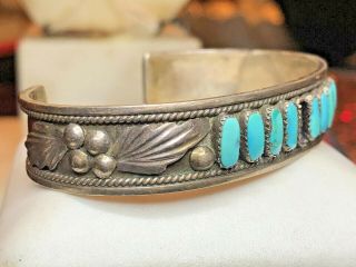 Estate Vintage Sterling Silver Native American Old Pawn Signed Zuni Bracelet