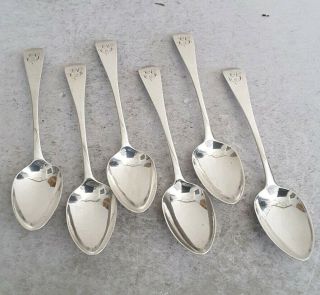 Set 6 Georgian Antique Solid Silver O.  E Tea Spoons.  92gms.  Lon.  1837.