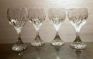 Vintage Baccarat Crystal Massena (1979 -) Set Of 4 2 Water Goblets 6 7/8 "