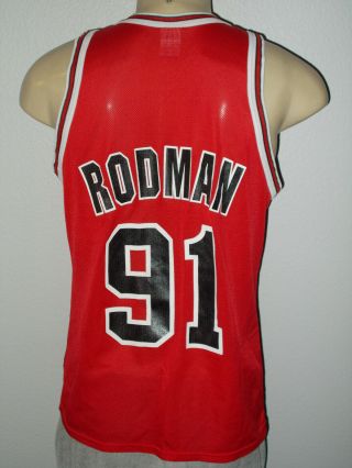Vintage Champion Dennis Rodman 91 Chicago Bulls Red Basketball Jersey Men 44/m
