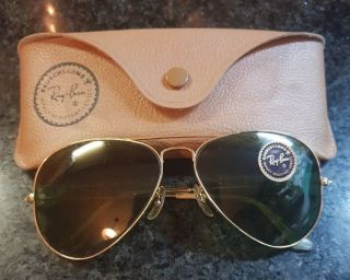 Vintage Ray Ban B&l Usa Aviator Sunglasses -,  With Sticker 58 - 14