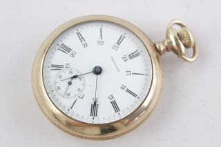 Vintage Gents Waltham Rolled Gold Pocket Watch Hand - Wind White Enamel Dial 124g