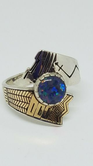 Carolyn Pollack Rmt Roderick Tenorio Sterling Silver 14k Gold Opal Ring Size 11