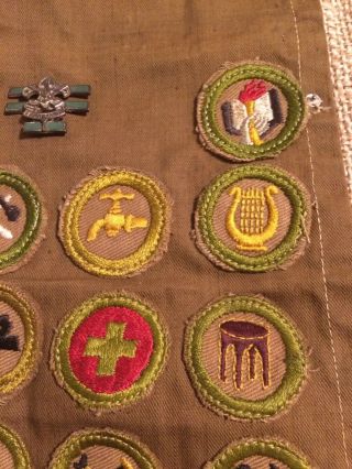 Early Vintage Boy Scout Merit Badge set With Pin/Badge Sash BSA 3