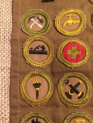 Early Vintage Boy Scout Merit Badge set With Pin/Badge Sash BSA 4