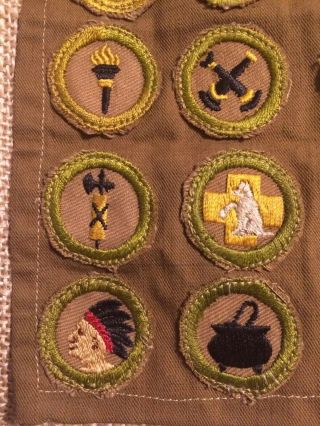 Early Vintage Boy Scout Merit Badge set With Pin/Badge Sash BSA 6