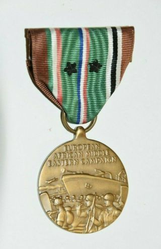 Wwii European African Middle Eastern Campaign Medal W/ Ribbon Lapel Pin