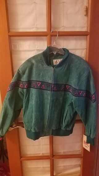 Adler Rare Jade Vintage Suede Leather Jacket Coat Size L With Tags