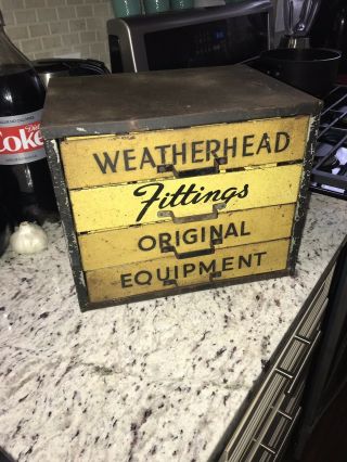 Vintage Weatherhead Equipment Fittings 4 Drawer Metal Storage Garage Cabinet