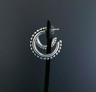 Vtg 925 Sterling Silver MCM Beaded Open Hoop Earrings,  STEPHEN DWECK,  1 