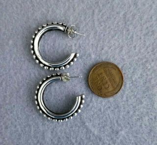 Vtg 925 Sterling Silver MCM Beaded Open Hoop Earrings,  STEPHEN DWECK,  1 