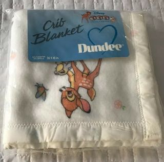 36x45 Vintage Dundee Disney Bambi Thumper Baby Blanket White Acrylic Blend