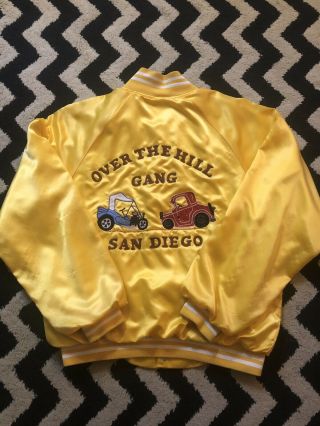 Vintage Chain Stitched Over The Hill Gang San Diego Hot Rod Satin Car Club