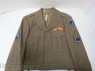 Wwii Us Army Sergeant Ike Jacket Shaef Flaming Sword Patch Size 36l D.  1944