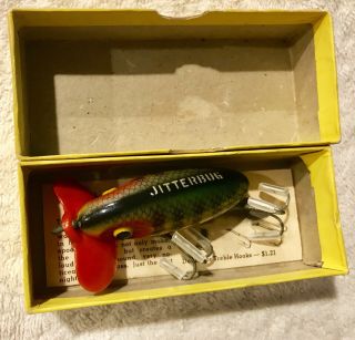 NOS Wood WWII Fishing Lure Fred Arbogast Jitterbug In Perch Rare 6