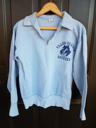 Vtg 50s 60s Russell Southern Co Sweatshirt Half Zip Plocked Print College School