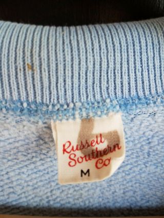 Vtg 50s 60s Russell Southern Co Sweatshirt Half Zip Plocked Print College School 5