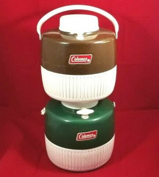 2 Coleman 1 Gal Thermos Cooler Water Jug Vintage 70 